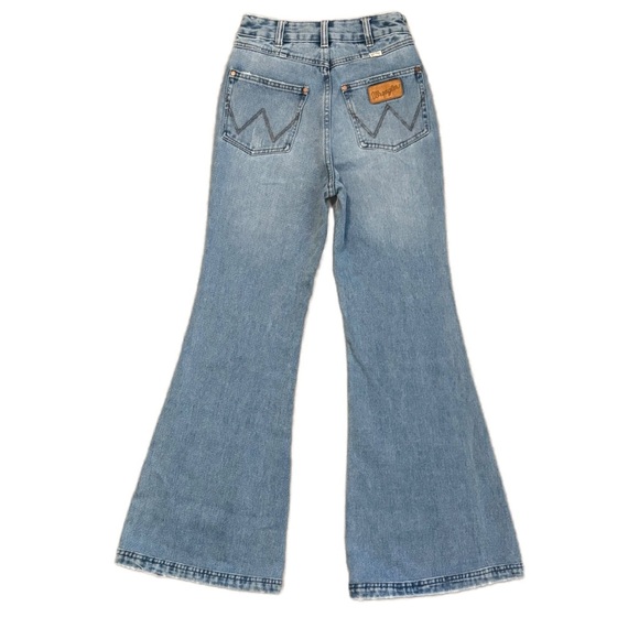 Billabong X Wrangler Super Flare Patchwork Light Denim Jeans Women's 24 - Picture 6 of 12